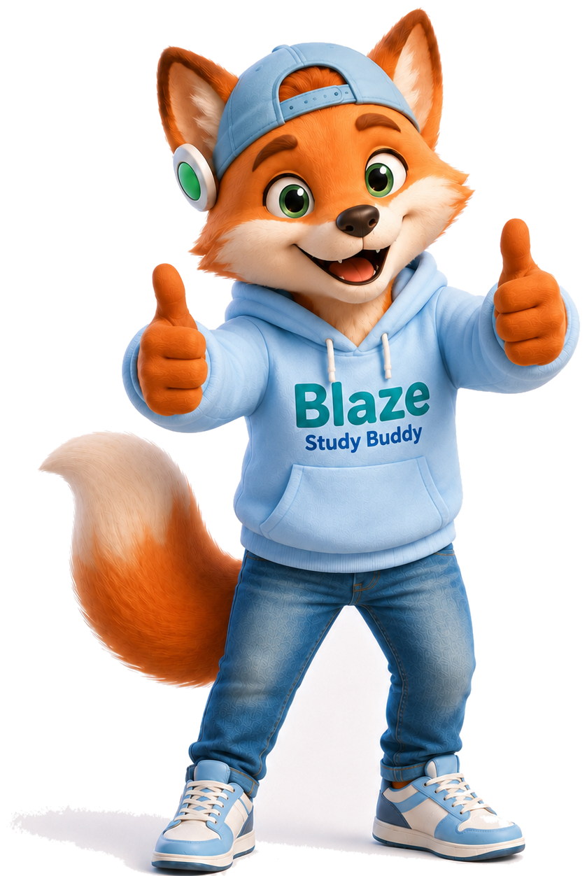 Blaze the NurEd mascot giving two thumbs up