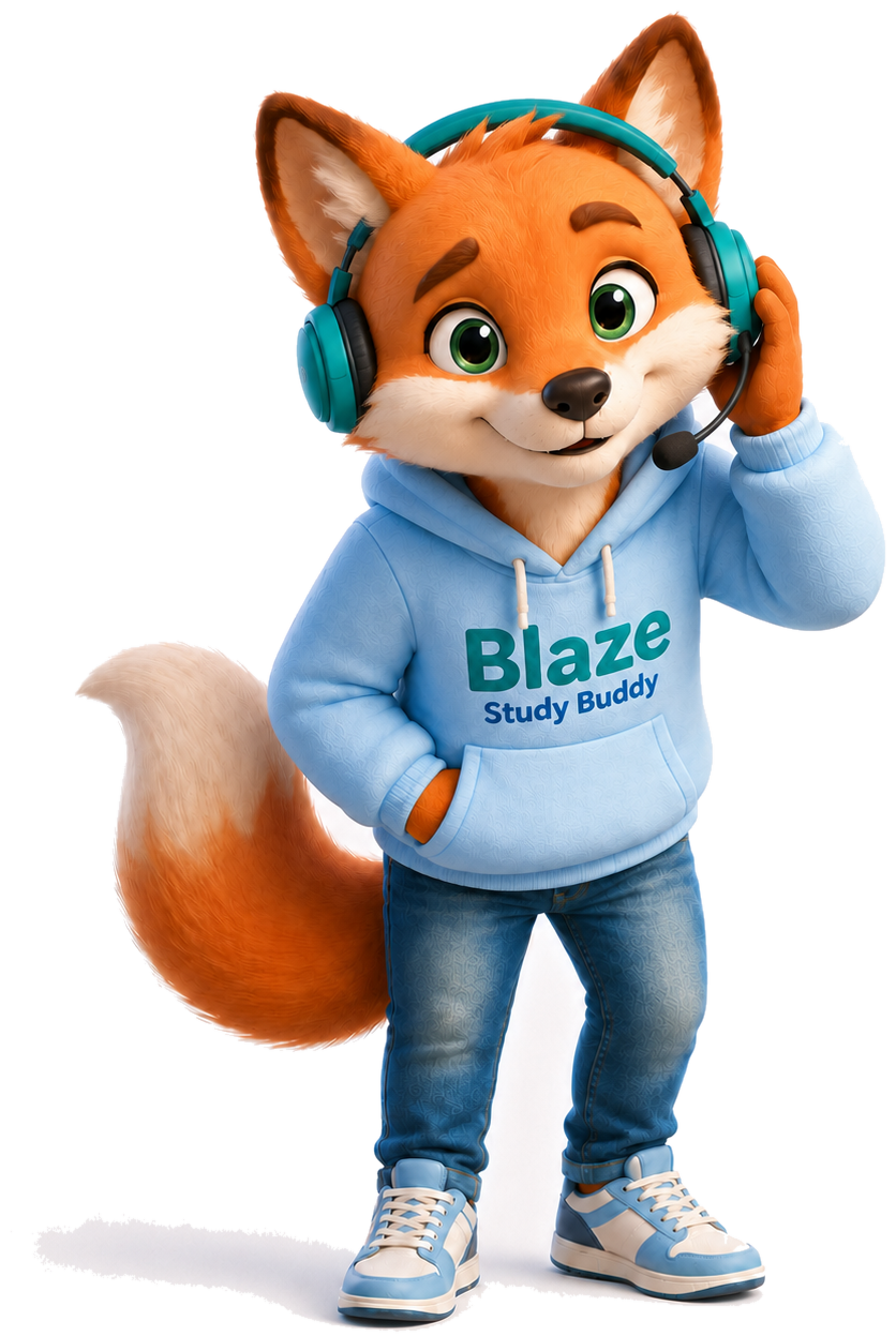 Blaze the NurEd mascot listening attentively
