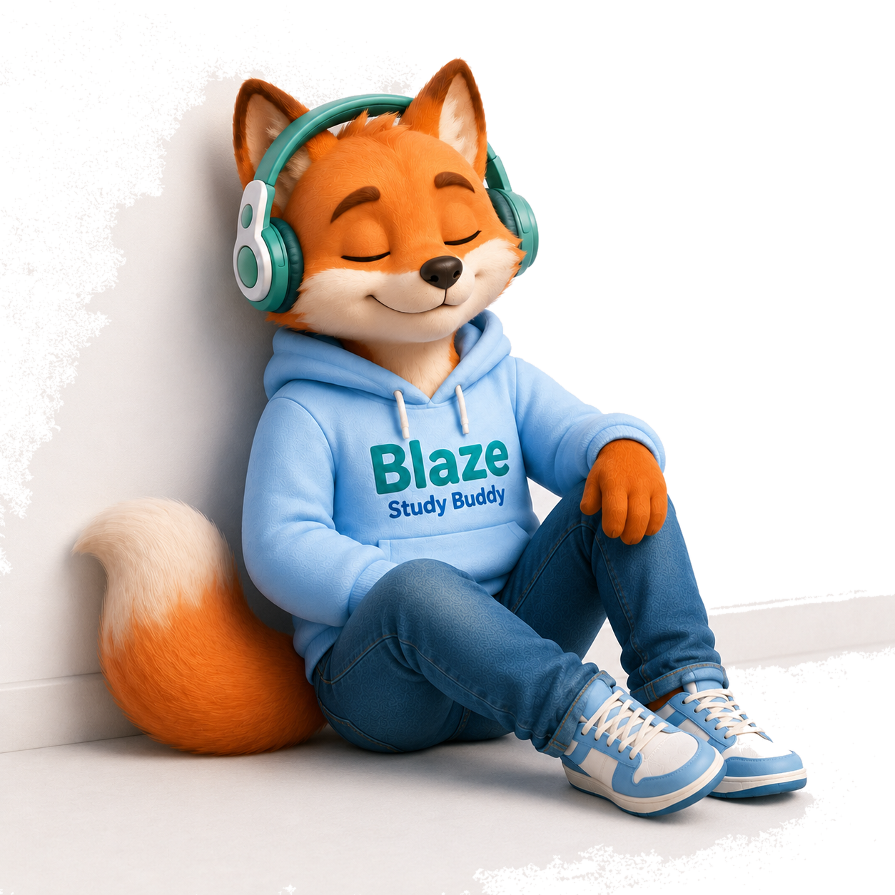 Blaze the NurEd mascot sitting and relaxing